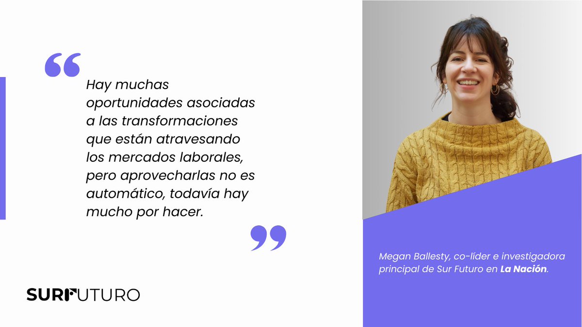 <a href="/megballesty/">Megan Ballesty 💚✊</a>, co-autora del “Atlas de los trabajos del futuro”, charló con <a href="/LANACION/">LA NACION</a> sobre los principales hallazgos de la investigación y los desafíos que plantea el mercado laboral para la región.  
 
Aquí el artículo completo 👉 bit.ly/4fB9kEK