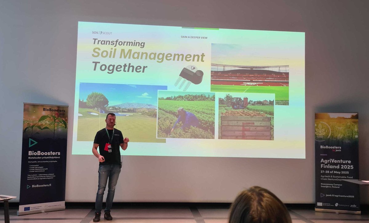 Slush 2024 officially launched! 
#SoilScout's <a href="/jalluta/">Jalmari Talola</a>  presenting at the Bio boosters AgTech side event.
<a href="/SlushHQ/">Slush</a> #Slush24 #Slush2024 #SoilHealth #SoilforClimateAction #Sustainability