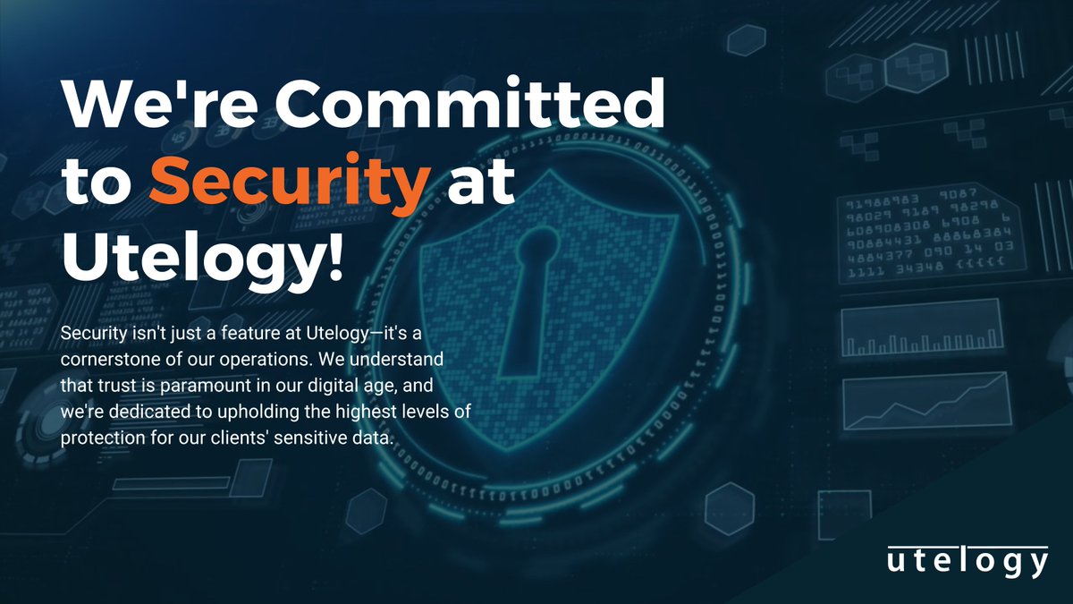 utelogy's tweet image. 🔒 We&apos;re Committed to Security at Utelogy!
We&apos;re thrilled to announce that Utelogy has successfully achieved another year of SOC2 Type 2 compliance! 

Stay secure with Utelogy, where we don&apos;t just promise security; we prove it.

#Utelogy #SOC2Type2 #SecurityFirst