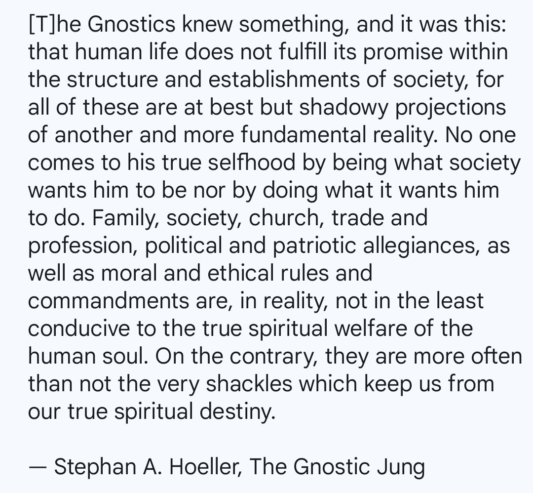 TheaEuryphaessa's tweet photo. Jungian writer, Stephan Hoeller on the money here. 

From his book, 𝘛𝘩𝘦 𝘎𝘯𝘰𝘴𝘵𝘪𝘤 𝘑𝘶𝘯𝘨. https://t.co/p65i2bCICX