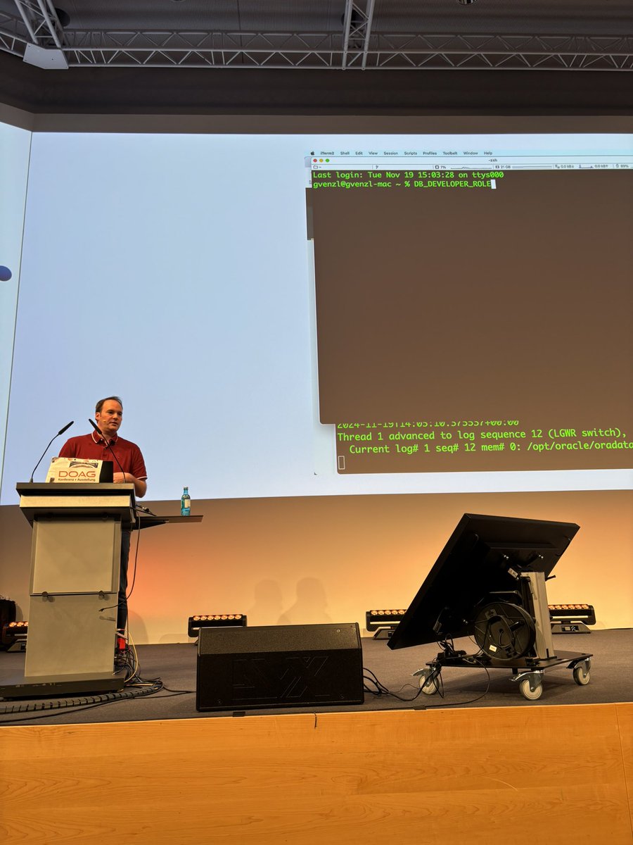 Martin Bach (@martindba) on Twitter photo Last chance for the undecided: join <a href="/GeraldVenzl/">Gerald Venzl 🚀</a> for an unscripted live demo covering fun features for Oracle Database 23ai in room Tokio. No slides Last chance for the undecided: join <a href="/GeraldVenzl/">Gerald Venzl 🚀</a> for an unscripted live demo covering fun features for Oracle Database 23ai in room Tokio. No slides