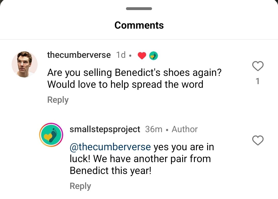 thecumberverse (@the_cumberverse) on Twitter photo Get ready! <a href="/SmallStepsDocs/">Small Steps Project</a> is auctioning Benedict's shoes again this year! Auction goes live on December 2nd 🥳👟
📸 Last year, from Small Steps Project 💕
#BenedictCumberbatch Get ready! <a href="/SmallStepsDocs/">Small Steps Project</a> is auctioning Benedict's shoes again this year! Auction goes live on December 2nd 🥳👟
📸 Last year, from Small Steps Project 💕
#BenedictCumberbatch