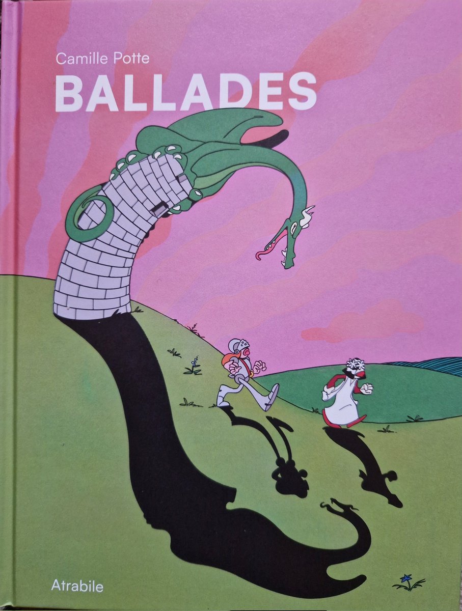 VinceBrunner's tweet photo. Avec sa première BD publiée, "Ballades" chez @Oncle_Atrabile, Camille Potte fait très fort. Il règne un air de douce folie sur son univers moyenâgeux délirant et coloré où un prince tyrannique est transformé en grenouille.  Graphisme élastique et humour contagieux. Une révélation https://t.co/uOWwUDLKg2
