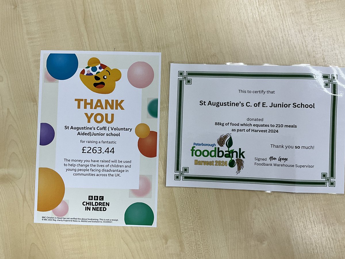 StAugustinesJun's tweet photo. Wow! We’ve received these both on the same day. 
Thank you for helping to make a difference to people in our local community and beyond! https://t.co/crIpZvRhzI