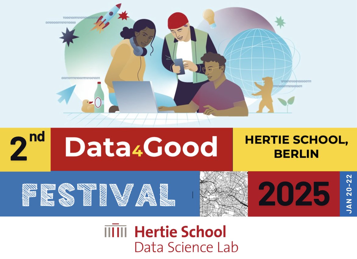 📢 Calling all undergrads in Europe! The Data4Good Festival is back 🎉

📍 Berlin | 🗓 Jan 20–22, 2025
🤝 Team up to solve social challenges using data!
🗓 Apply by Dec 6. Scholarships available.
👉 Join us: data4good.ai
#Data4Good #Hackathon #SocialImpact #Berlin