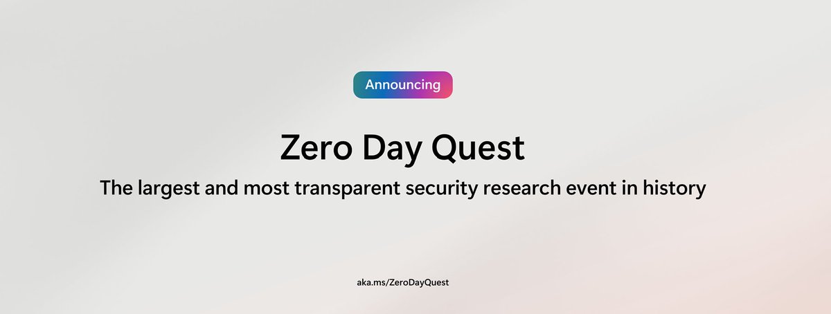 As part of our Secure Future Initiative and to further the security of our customers, ourselves, and the world, today we are introducing the most transparent security research event in history: The Zero Day Quest. This new hacking event will be the largest of its kind, with an