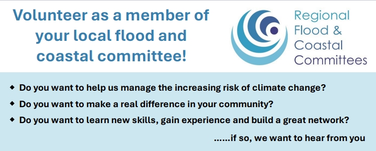 The Regional Flood and Coastal Committees are looking for volunteers to join them to get involved in shaping our future. If you're interested, go to environmentagencycareers.co.uk and search Regional Flood and Coastal Committees to find out more!