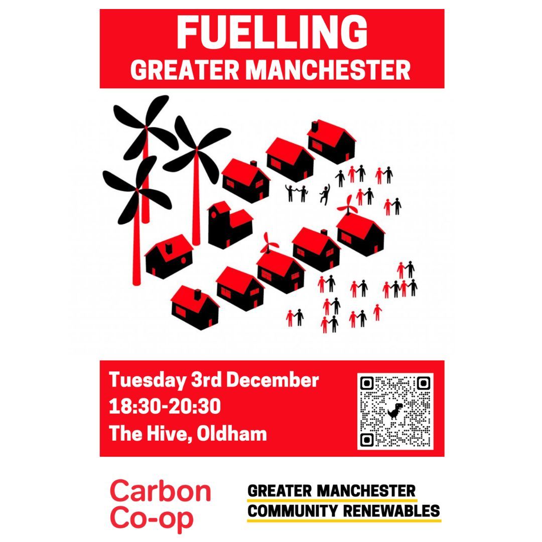 Working with @carboncoop, we’re rebooting the Fuelling Greater Manchester network to bring people together who are interested in Community Energy. 🔋⚡️

Join us on Tues 3rd December at The Hive, Oldham <a href="/UpturnSocEnt/">Upturn Enterprise</a> 

Sign up and get more details here - buff.ly/3OfKFtL
