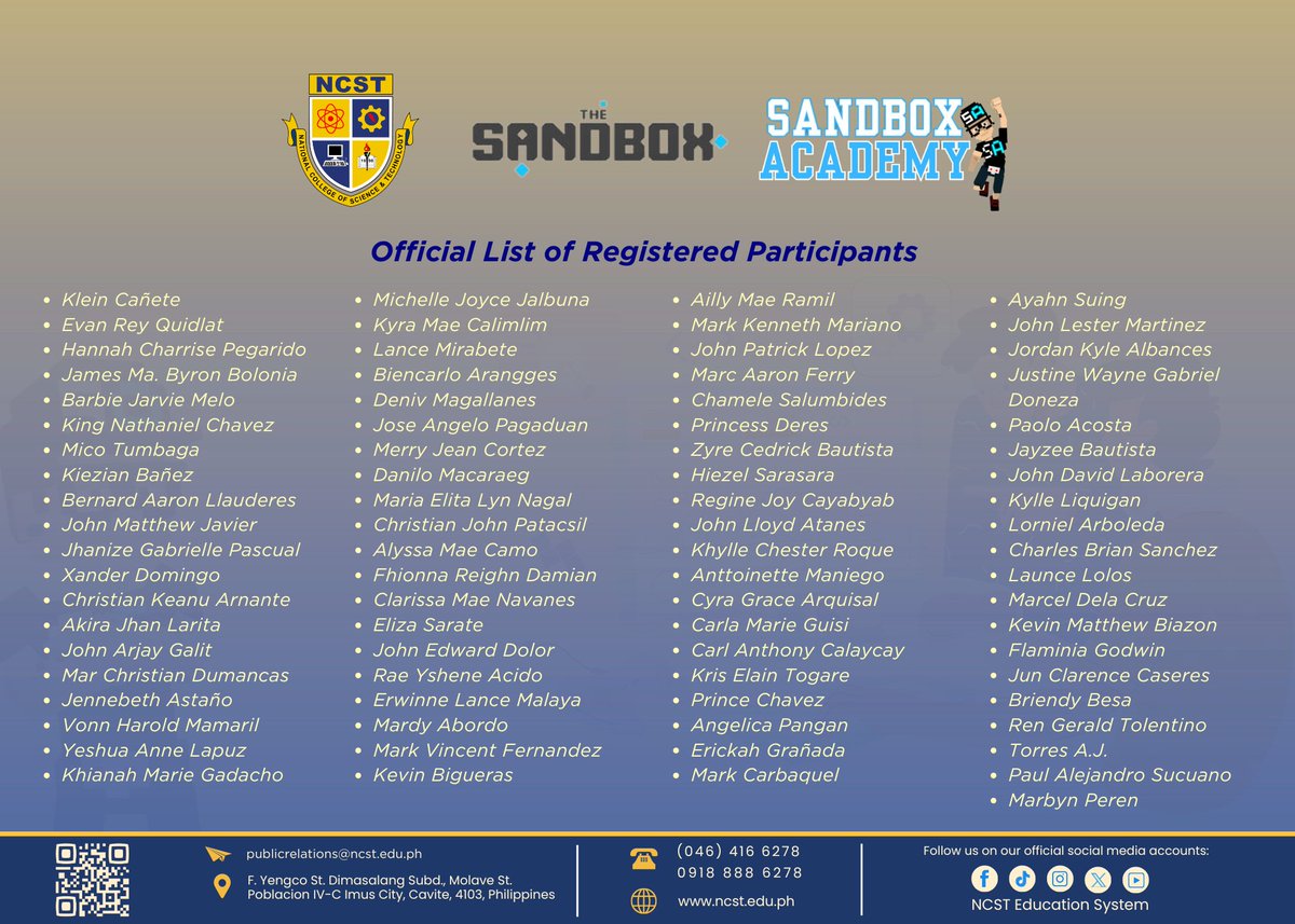 NCSTOFFICIAL's tweet photo. Get Ready, Nation Builders!  

The Sandbox Academy Game Design Workshop kicks off tomorrow, November 20, 2024!  

 See you there, Nation Builders! 

#SandboxAcademy #Sandbox #NCST

@TheSandboxSEA
@georgewong
@borgetsebastien
@TheSandboxGame
@SandboxAcademy_ https://t.co/3miZ3Q1KS7