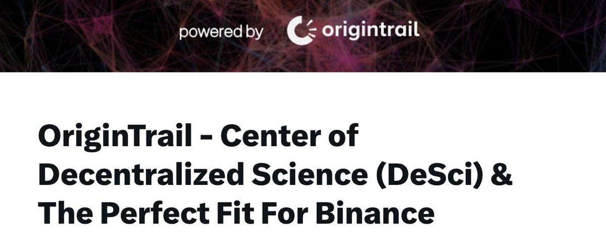 TriniZone's tweet photo. [🔥Trini Zone Alert🔥] We see that #DeSci is becoming a big topic right now. Luckily the #TriniZone has you covered. 5 Months ago I already produced continue for this time. We discussed why @origin_trail is going to revolutionize #DeSci for the better. 

📷- https://t.co/EO538jaO3w

If reading is more your speed, I've also just created a new article explaining why @origin_trail is the perfect fit for @binance's and @BinanceLabs' vision towards a future of #DeSci. I would suggest taking a look @cz_binance. 

📰- https://t.co/cA5kye9V2l

$TRAC
