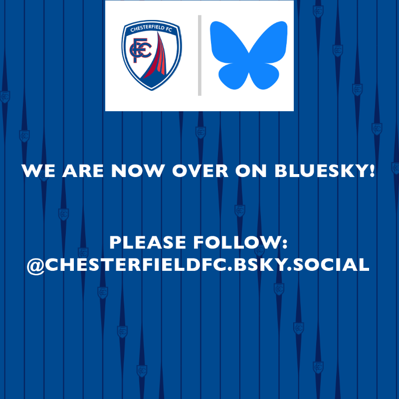 ChesterfieldFC's tweet photo. Chesterfield FC are now on Bluesky! 💙

Follow our official account here ⬇️

#Spireites