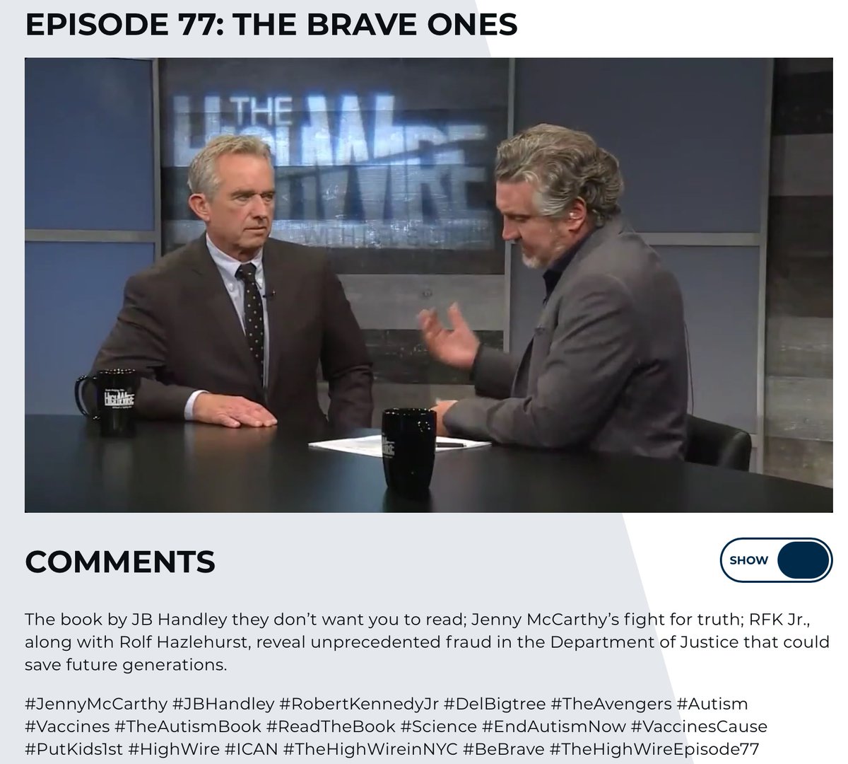 StopTheShots321's tweet image. From September 2018. If you have not seen this great episode #RFKjr #MAHA #vaccines #autism
thehighwire.com/ark-videos/epi…