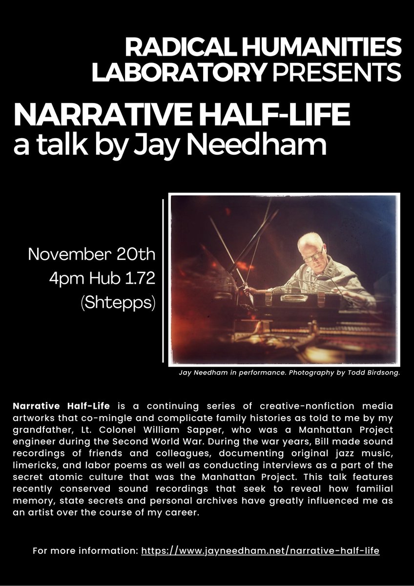 Stephen Roddy (@stephenroddy) on Twitter photo The Radical Humanities Laboratory Presents Narrative Half-Life, a talk by Jay Needham at the Hub, <a href="/UCC/">UCC Ireland</a> this Wednesday at 4pm. <a href="/CACSSS1/">UCC Arts, Celtic Studies and Social Sciences</a> The Radical Humanities Laboratory Presents Narrative Half-Life, a talk by Jay Needham at the Hub, <a href="/UCC/">UCC Ireland</a> this Wednesday at 4pm. <a href="/CACSSS1/">UCC Arts, Celtic Studies and Social Sciences</a>