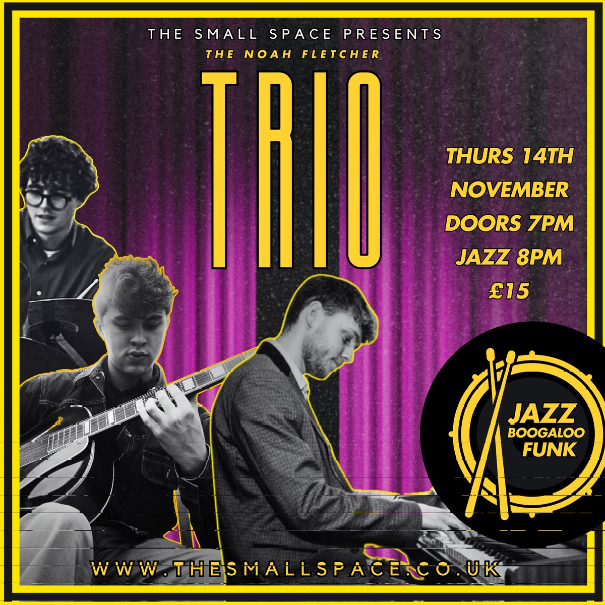 TONIGHT - 14th NOV JAZZ!
The Noah Fletcher Trio giving us Jazz, boogaloo &amp; funk - another unmissable night of music! 

thesmallspace.co.uk/whats-on 

#theatre #magic #comedy #liveentertainment #Barry #cardiff #whatsoncardiff #supportlocal #cocktails #christmasjazz