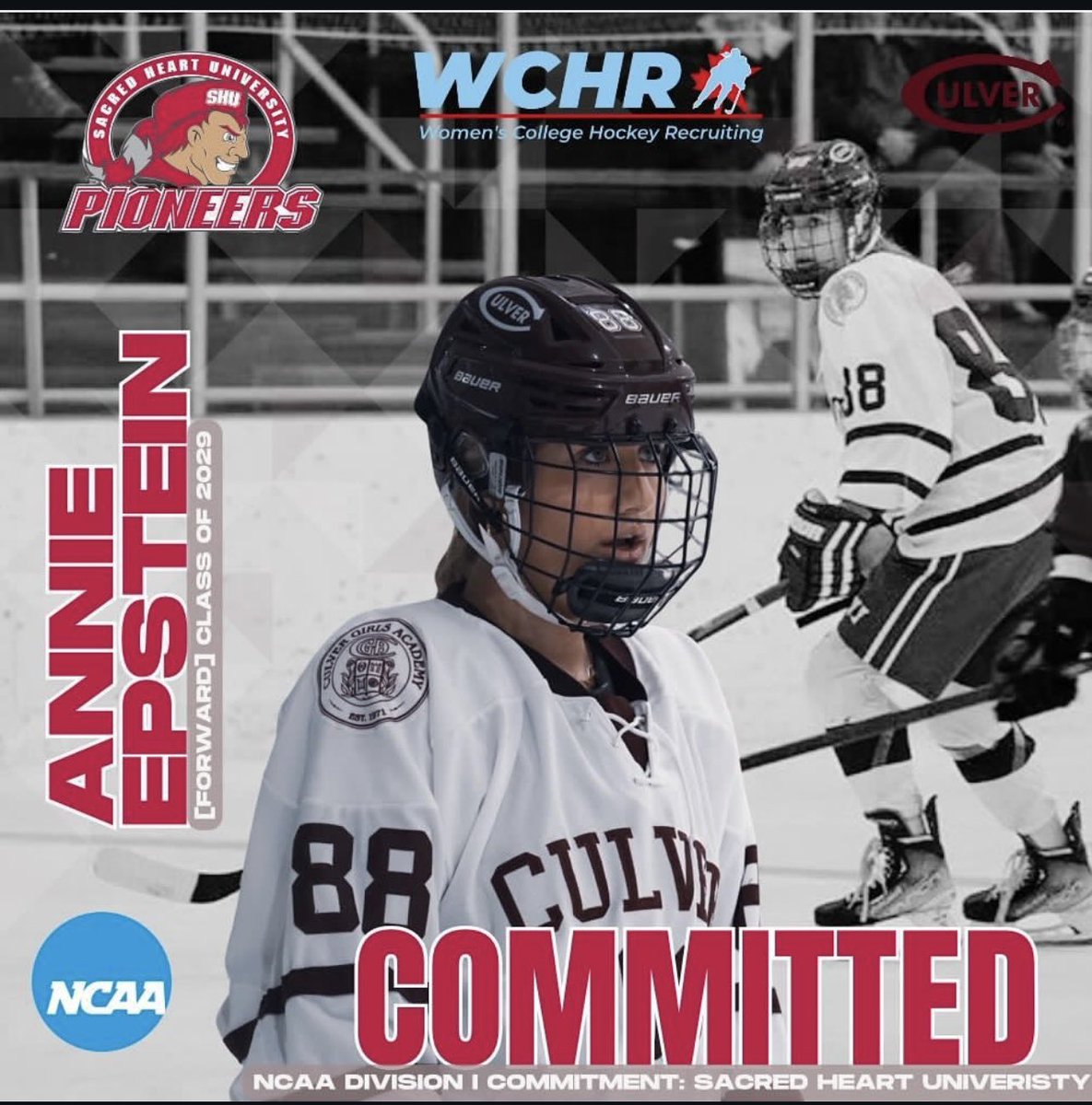 🚨NCAA DI COMMITMENT ALERT🚨
Congratulations to our WCHR athlete Annie Epstein for committing to Sacred Heart University! Congratulations, Annie🤩🏒❤️