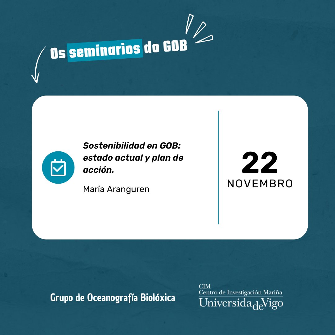 Se queres coñecer como o noso grupo de investigación está a contribuír a realizar unha #ciencia ➕ sostible, 👉bota unha ollada ao noso vindeiro seminario.
 
🗣 <a href="/MArangurenG/">M. Aranguren-Gassis</a> propoñerá, ademais, accións para mellorar as nosas prácticas sostibles. 

🗓 Ás 10:00 h na sala de xuntas.