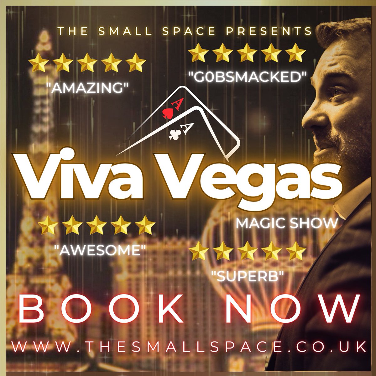 ONLY FOUR chances before Christmas to catch our 5 Star-rated comedy magic &amp; mind-reading show 'VIVA VEGAS"

Book NOW thesmallspace.co.uk/whats-on 

#theatre #magic #comedy #liveentertainment #Barry #cardiff #whatsoncardiff #supportlocal #cocktails
