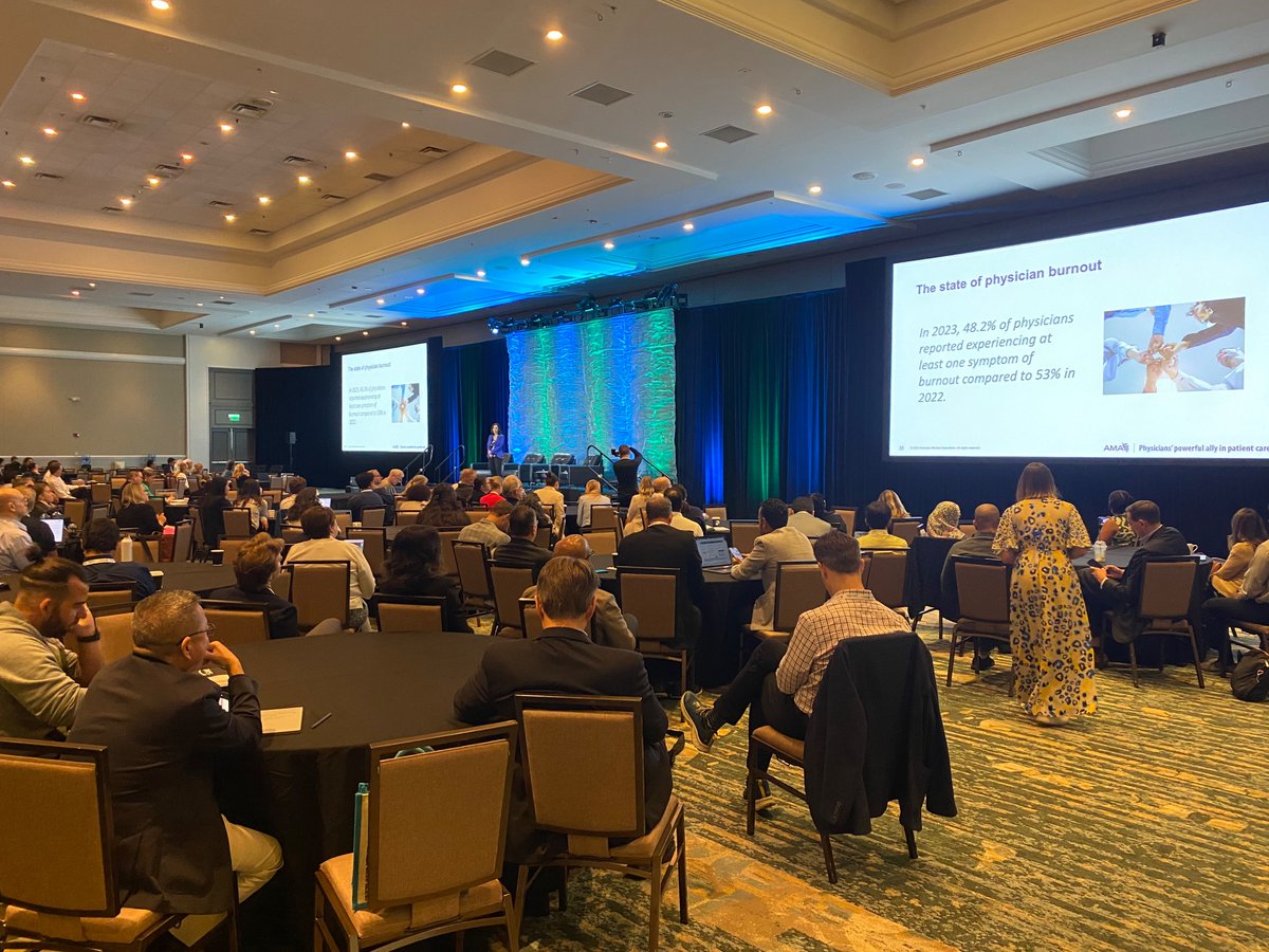 Day 2 of #AIMed24 is underway with insights from the <a href="/AmerMedicalAssn/">AMA</a> on ways AI can reduce cognitive burn for physicians.