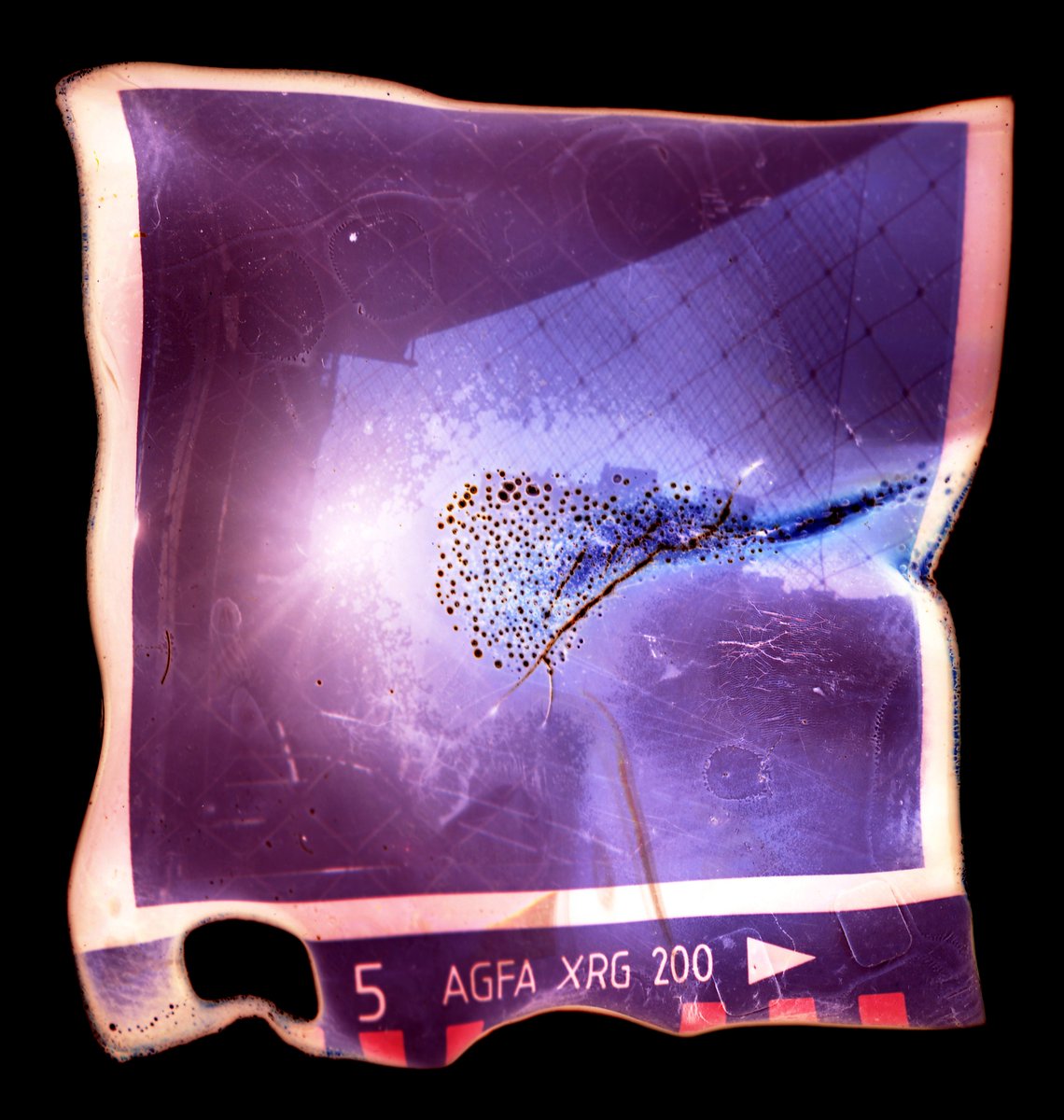 Expired AGFA 200 ('98) negative intervened with fire. 
#TEZOSTUESDAY