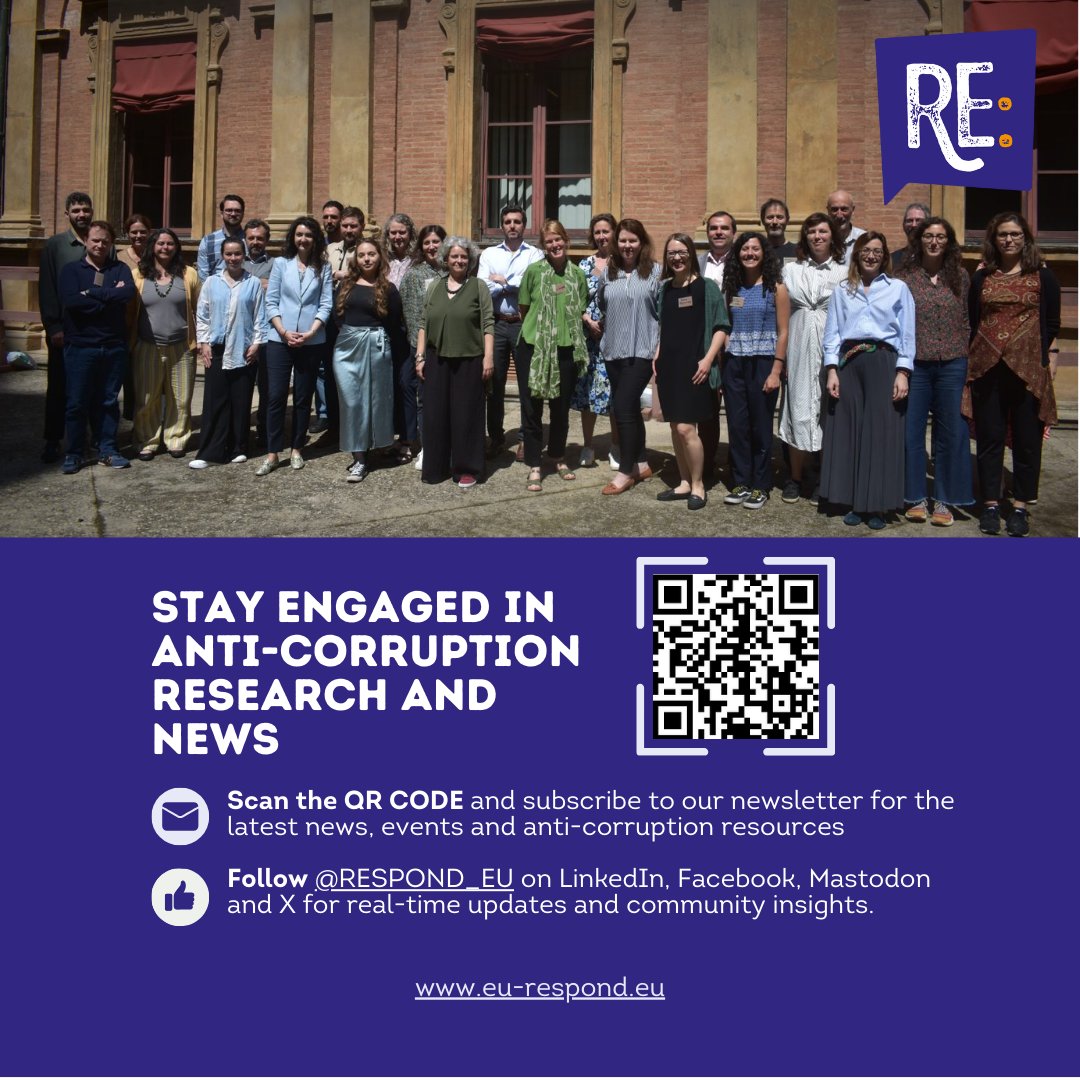 Ready to RESPOND?

Join the movement against political corruption: stay connected with RESPOND’s Newsletter!
Get exclusive insights, editorials, event updates and more!

Sign up here: mailchi.mp/5e1de777359e/s…

#RESPOND #HorizonEurope #Transparency #JoinUs #Newsletter #EUproject