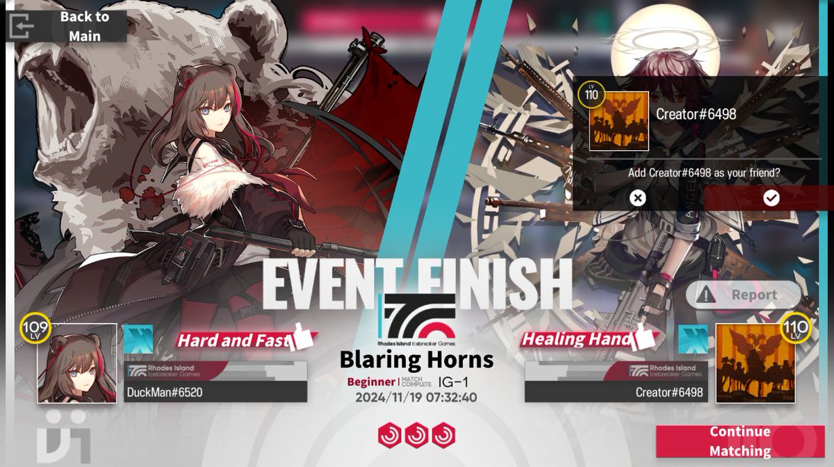 PRDuckMan's tweet image. Bumped into someone also doing Bearknights in the Icebreakers event and we crushed the first stage together, if we play again, let's do the other stages as well