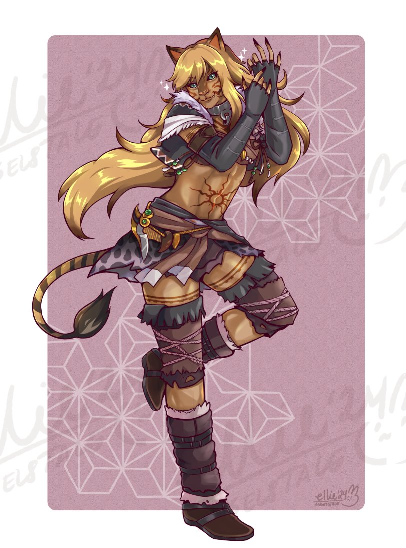 kaoruaoki_'s tweet image. Hrothgirl by @AngelsTale07 #FFXIV
(Commissioned prior to the benchmark's official models.)