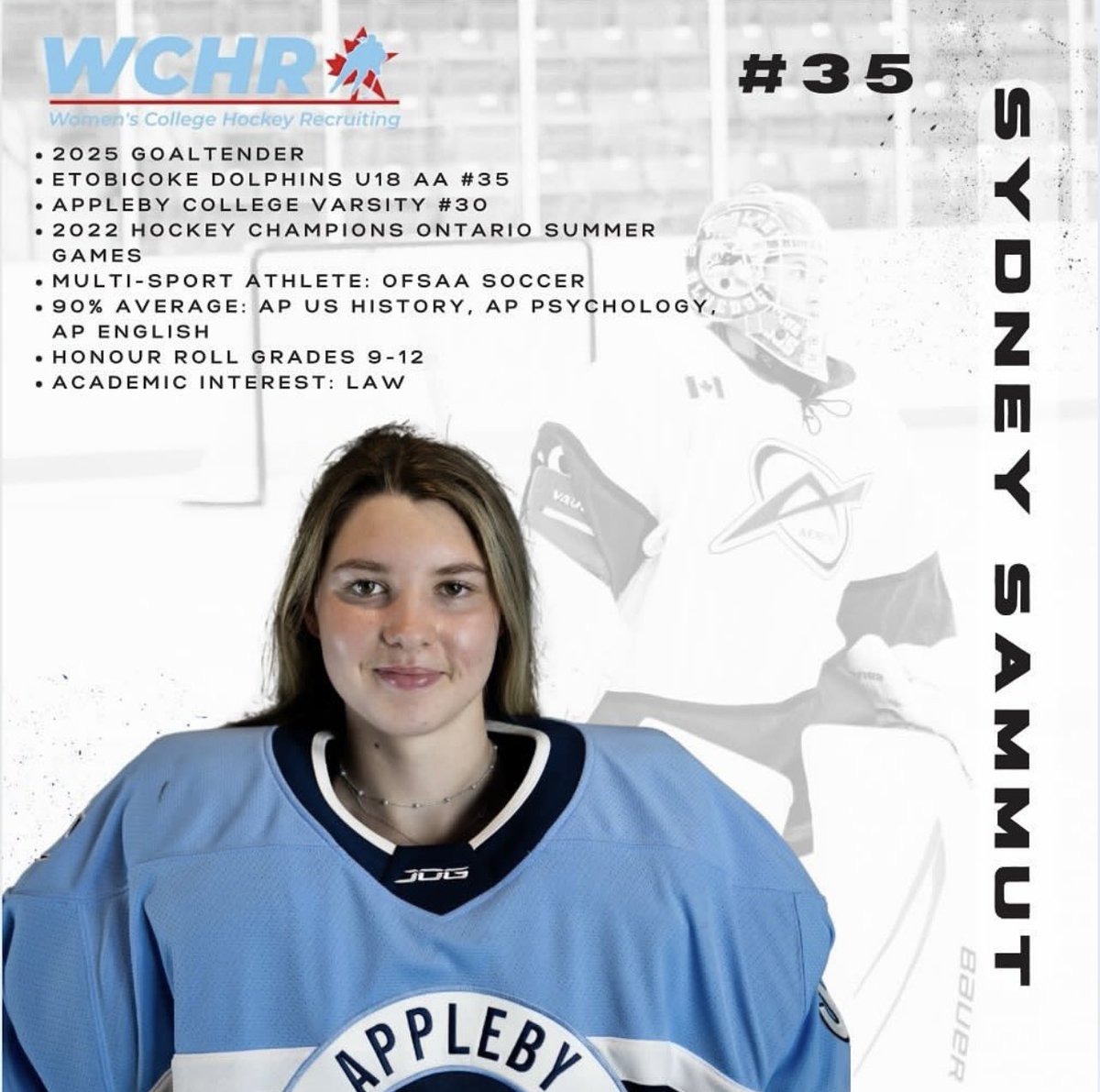🚨NEW WCHR ATHLETE ALERT🚨
Introducing, Sydney Sammut, a 2025 goalie for Etobicoke Dolphins! Welcome to the WCHR family, Sydney!❤️🏒
