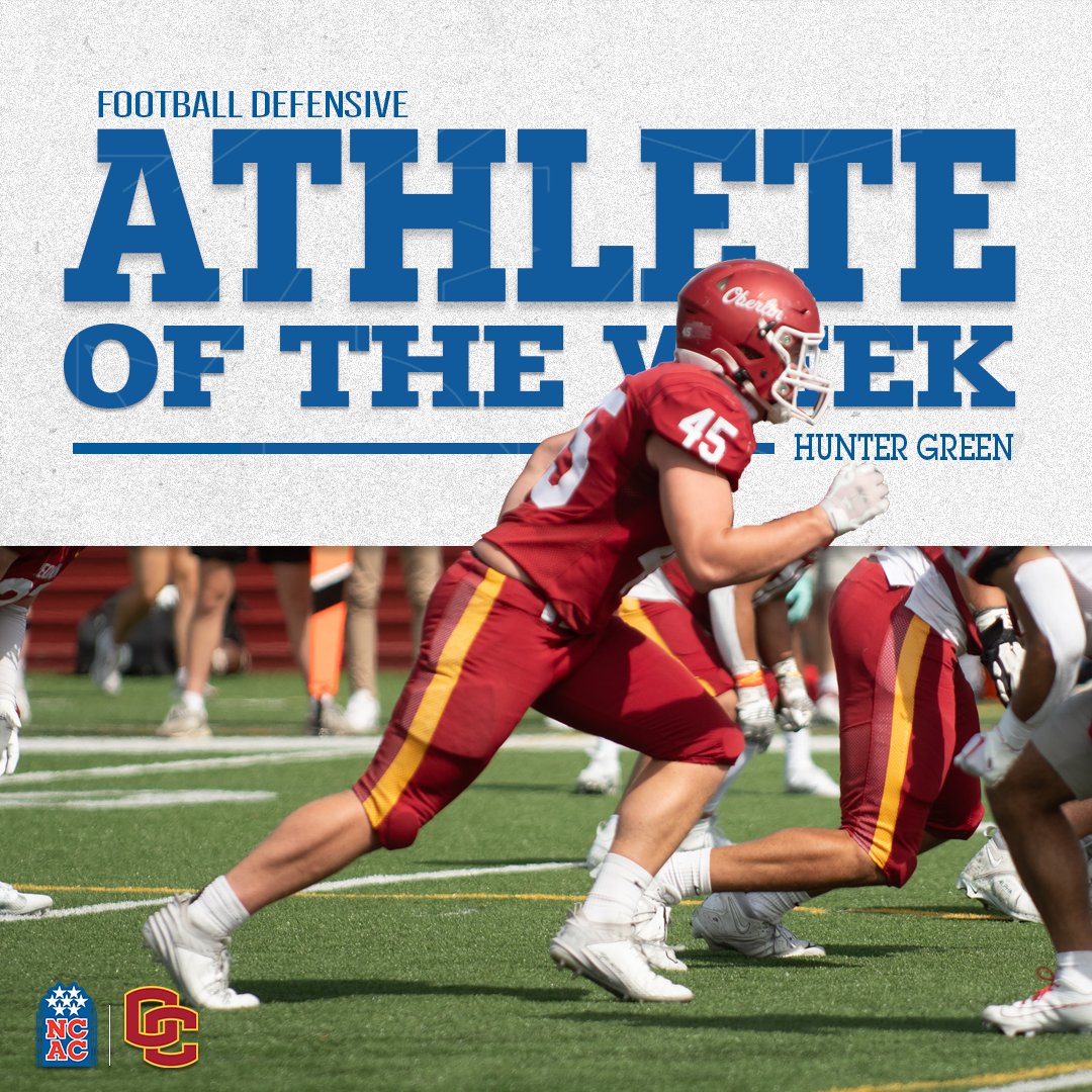 Congratulations to Hunter Green of @yeo_football on earning <a href="/NCAC/">NCAC</a> Football Offensive Athlete of the Week honors! #NCACPride

#NCACFamily | #ncacfb

📰 | tinyurl.com/5hykwpff