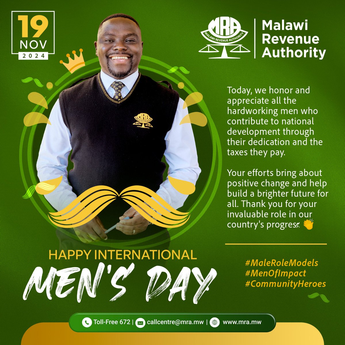 MRA_Malawi's tweet image. Happy International Men&apos;s Day.

#MaleRoleModels
#MenOfImpact 
#CommunityHeroes