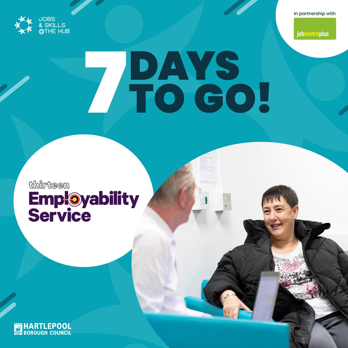 HartlepoolJS's tweet image. ‼️ 7 days to go until the Work, Wealth and Wellbeing Jobs Fair ‼️

Chat with some amazing organisations like @Thirteen_Group! 🤝

⏰ Wednesday 27 November 10:00AM - 12:00PM
📍 Community Hub Central, York Road, TS26 9DE
🎟️ Free entry – No booking required!

See you there! 👋