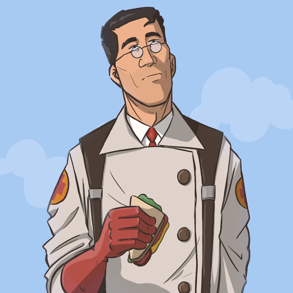 rubixRandomHero's tweet photo. I’ll might be stuck with flat colours forever 🙄😩 #tf2fanart #tf2medic #TF2 https://t.co/CGsa07scG1