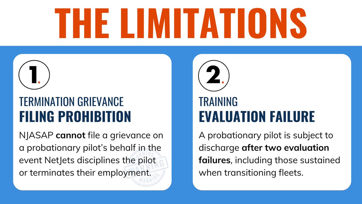 NJASAP's tweet image. YOUR RIGHTS // Probationary pilots are protected by the NetJets/NJASAP CBA in all but a few very limited circumstances. NJASAP, your advocate, will make sure your rights and career are protected from your first day on property until the last.   ⚖️

#UnionStrong #Aviation
