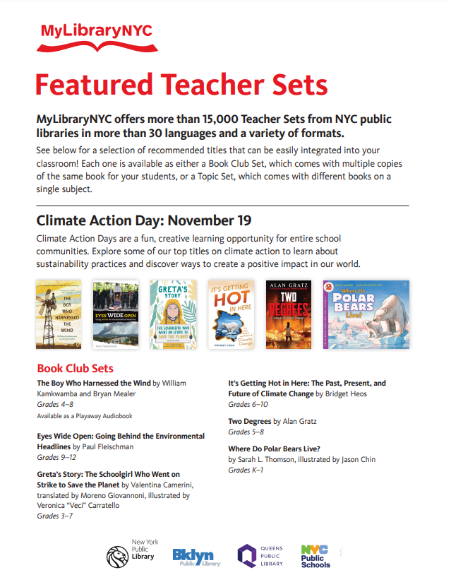 NYC School Library System (@nycdoeols) on Twitter photo Today's #ClimateActionDays focus is waste. Learn more with <a href="/mylibrarynyc/">MyLibraryNYC</a> Teacher Set, books from the Citywide Digital Library on <a href="/Sorareadingapp/">Sora, by OverDrive Education</a>, and resources from @nycschoolsustainability. Need more resources? Talk to your #schoollibrarian. <a href="/NYCSchools/">NYC Public Schools</a> <a href="/nycgov/">City of New York</a> Today's #ClimateActionDays focus is waste. Learn more with <a href="/mylibrarynyc/">MyLibraryNYC</a> Teacher Set, books from the Citywide Digital Library on <a href="/Sorareadingapp/">Sora, by OverDrive Education</a>, and resources from @nycschoolsustainability. Need more resources? Talk to your #schoollibrarian. <a href="/NYCSchools/">NYC Public Schools</a> <a href="/nycgov/">City of New York</a>
