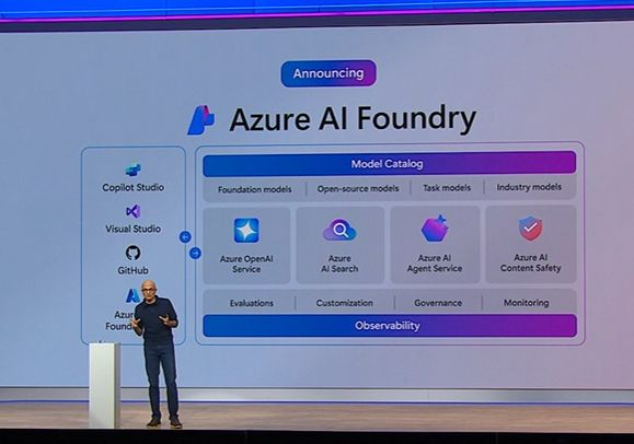 Clapping is luke warm when Nadella announces a new product because most were not pre-briefed to know what it is. Azure AI Foundry is a powerful suite of tools that should simplify creating, training, securing, monitoring, and optimizing #AI applications. #MSIgnite.