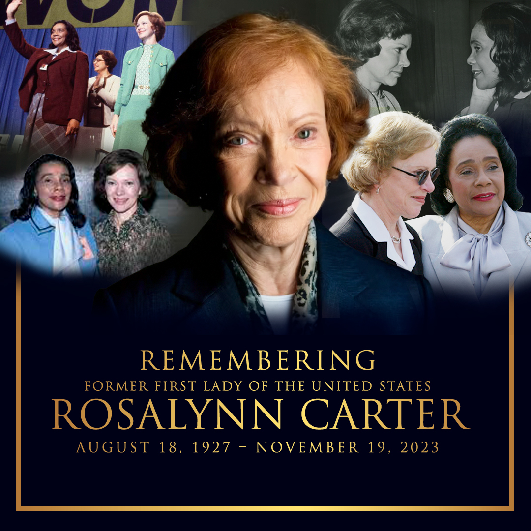 Today, we remember and honor the incredible legacy of former First Lady Rosalynn Carter on the one-year anniversary of her passing. A devoted advocate for peace and a tireless champion for humanity, she made a lasting impact alongside her husband, former President Jimmy Carter.