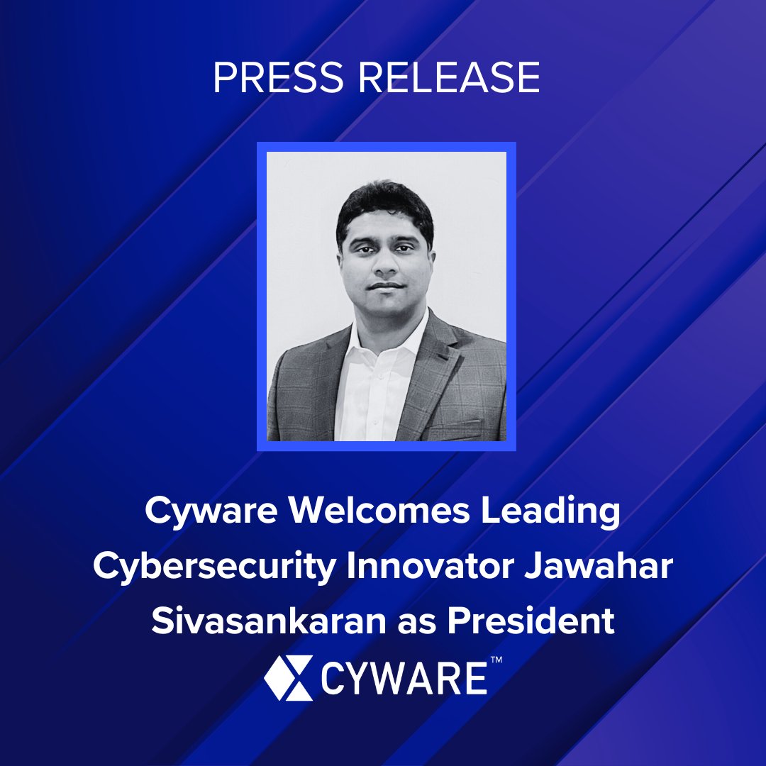 CywareCo's tweet image. “Jawahar’s leadership will drive our growth and deliver unmatched value to our customers.” – Anuj Goel, Cyware CEO. Join us in welcoming Jawahar Sivasankaran as he steps into his role as Cyware’s new President. 
bit.ly/4fORPRi

#CyberFusion #ThreatIntelligence