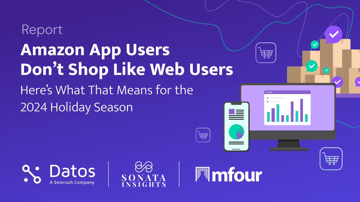 Datos, A Semrush Company (@livedatos) on Twitter photo 🎉Our newest report in collaboration with <a href="/Mfour/">michael@ecoplum</a> and <a href="/DebraWilliamson/">Debra Aho Williamson</a> just launched! It’s on how Amazon app users don’t shop like web users – and what that means for the 2024 holiday season.
Get your copy here: hubs.ly/Q02Yyw890
#AmazonInsights #ClickstreamData #AltData 🎉Our newest report in collaboration with <a href="/Mfour/">michael@ecoplum</a> and <a href="/DebraWilliamson/">Debra Aho Williamson</a> just launched! It’s on how Amazon app users don’t shop like web users – and what that means for the 2024 holiday season.
Get your copy here: hubs.ly/Q02Yyw890
#AmazonInsights #ClickstreamData #AltData