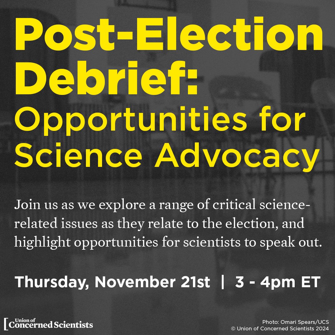 The Science Network (@scinetucs) on Twitter photo 🚨Scientists and science supporters! Register for the <a href="/UCSUSA/">Union of Concerned Scientists</a> webinar on November 21 to learn how the election results will impact federal science policy: secure.ucsusa.org/a/2024-11-21-w… 🚨Scientists and science supporters! Register for the <a href="/UCSUSA/">Union of Concerned Scientists</a> webinar on November 21 to learn how the election results will impact federal science policy: secure.ucsusa.org/a/2024-11-21-w…