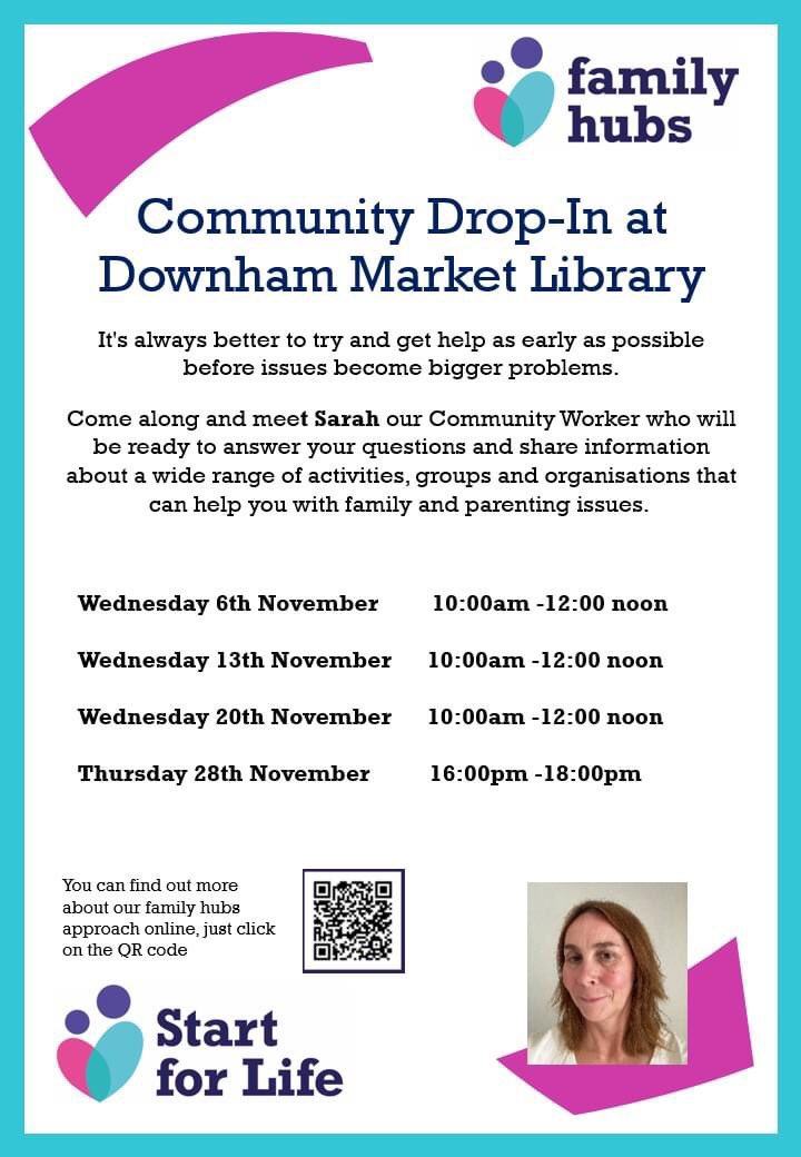 MarhamHive's tweet image. #libray #getsupport #familyhub @RAF HIVE @RAFMarhamHIVE

The Early Help Community Worker will be at Downham Market Library tomorrow for the weekly drop-in session from 10:00am- 12.00 pm.