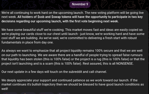KingOfCapsSSB's tweet photo. Another one taking the risk to ask @SSBceo about #ssb and get most probably blocked - needless to say: No answer for 3 days now, not a single sign of activity on the channel(s). 
Promised voting for #ssb not there https://t.co/7muCeQHHNo