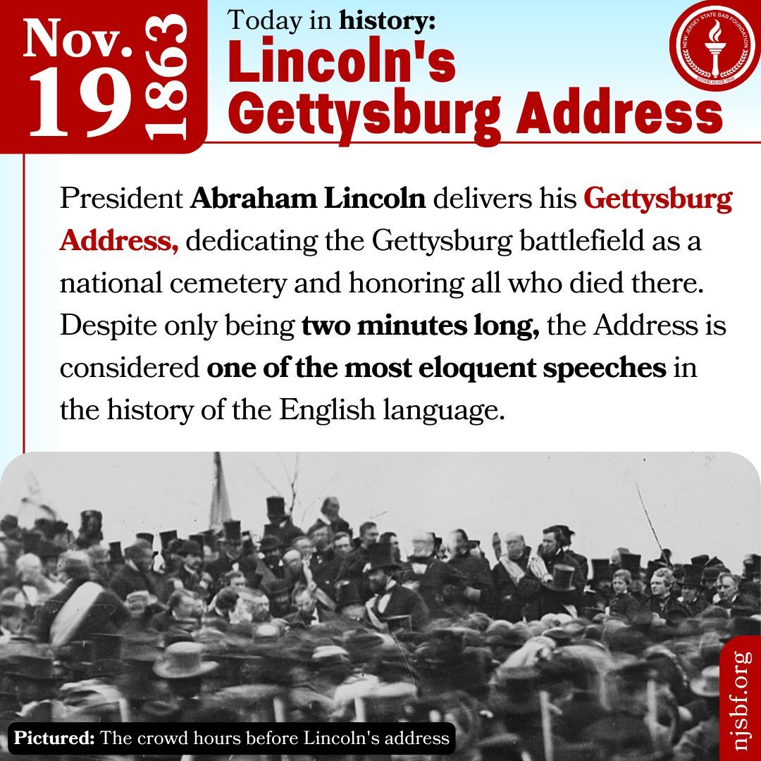 #OnThisDay in 1863, President Abraham Lincoln delivered his Gettysburg Address.
For engaging articles on civics or government, browse The Informed Citizen, our civics blog: informedcitizen.njsbf.org
#Lincoln #AmericanHistory #Education
