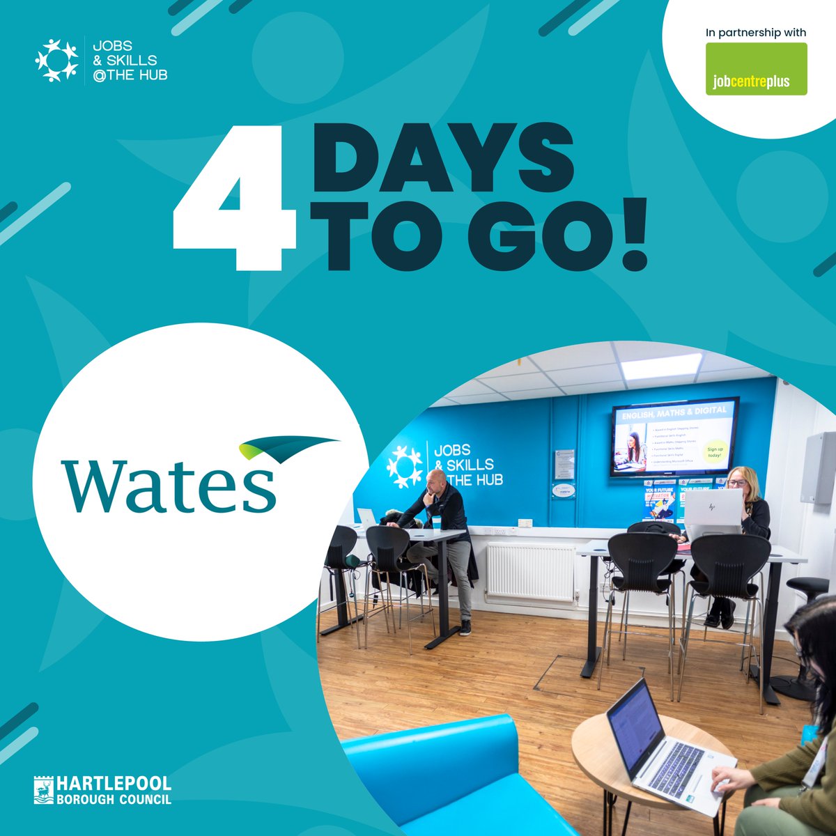HartlepoolJS's tweet image. ‼️ 4 days to go until the Work, Wealth and Wellbeing Jobs Fair ‼️

Chat with some amazing organisations like @WatesGroup! 🤝

⏰ Wednesday 27 November 10:00AM - 12:00PM
📍 Community Hub Central, York Road, TS26 9DE
🎟️ Free entry – No booking required!

See you there! 👋