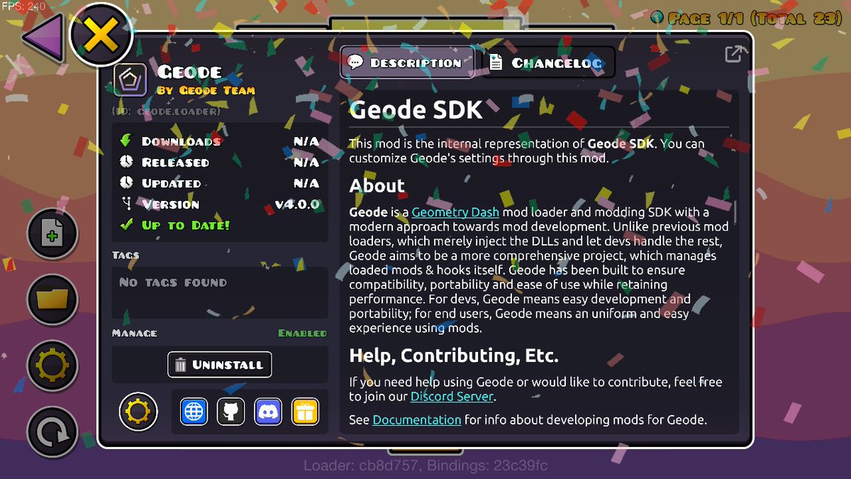 GeodeSDK's tweet image. Geode 4.0.0 is out NOW!! This version adds support for 2.207, and much more!

Download it at geode-sdk.org/install