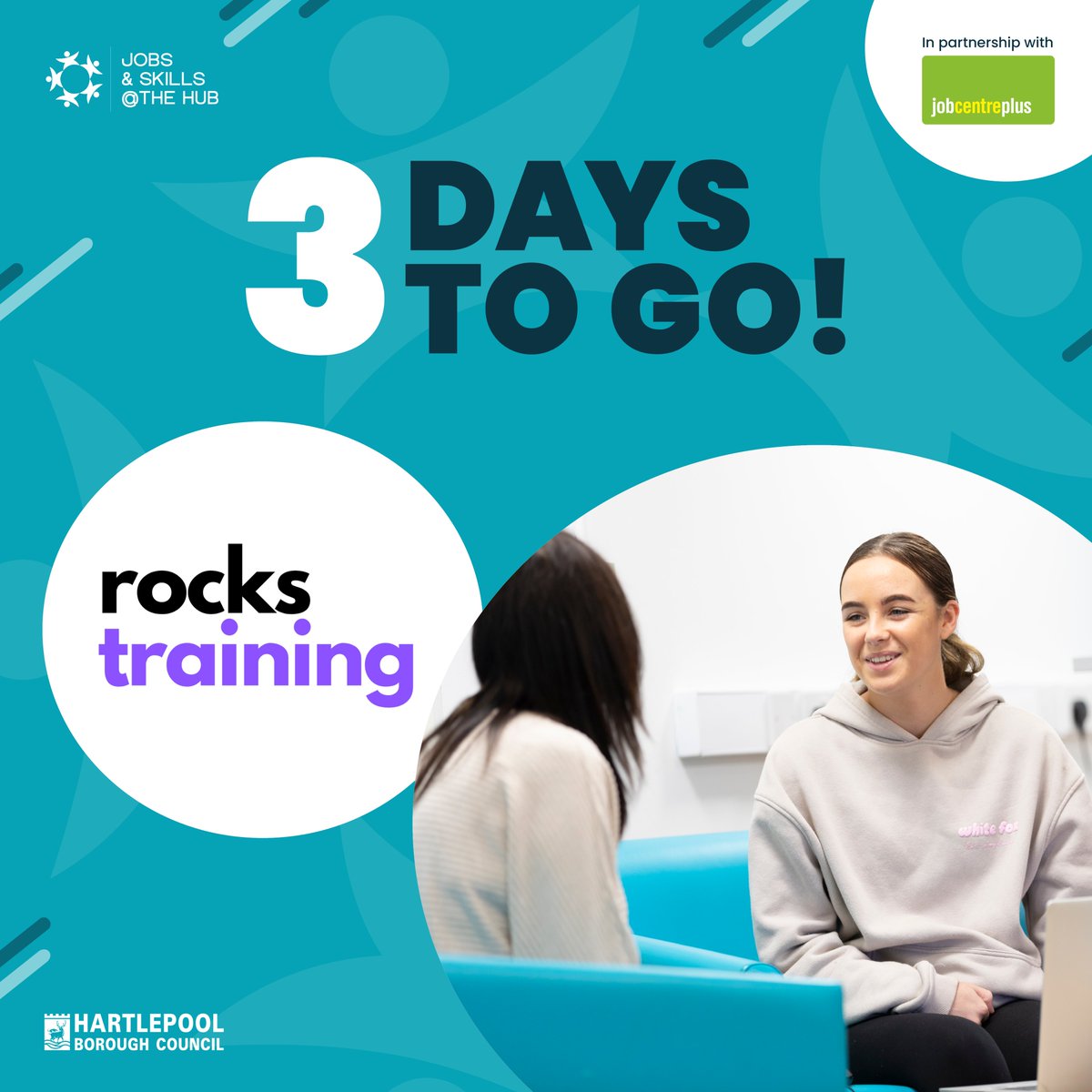 HartlepoolJS's tweet image. ‼️3 days to go until the Work, Wealth and Wellbeing Jobs Fair‼️

Pop along and chat with some fantastic organisations like Rocks Training!🤝

⏰ Wednesday 27 November 10AM - 12PM
📍 Community Hub Central, York Road, TS26 9DE
🎟️ Free entry – No booking required!

See you there!👋