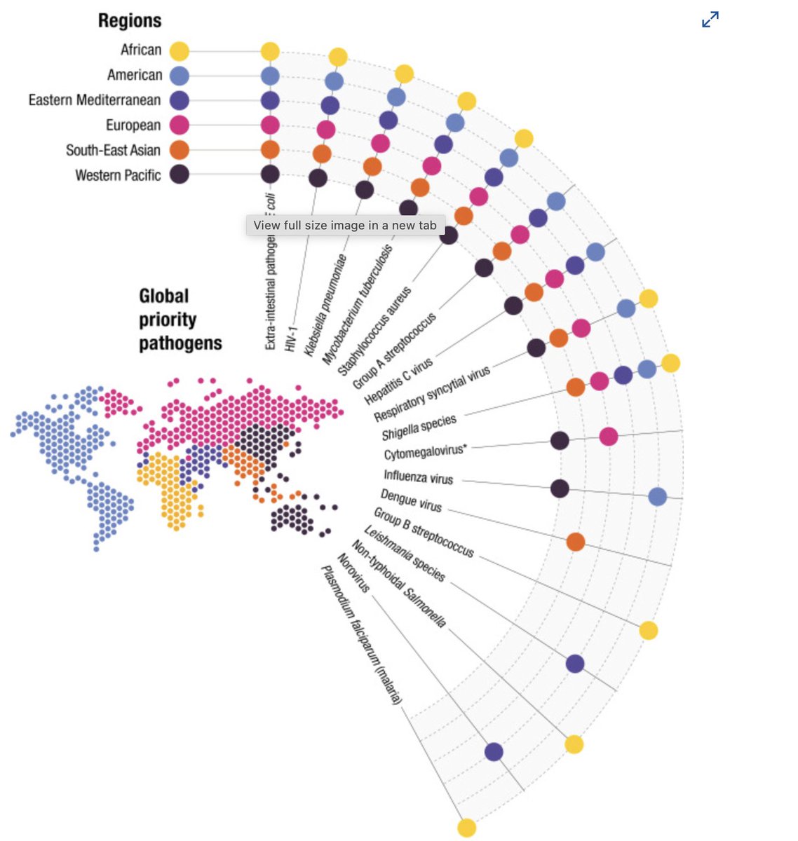 This is a great figure visualising WHO global priority endemic pathogens for vaccine research and development (R&amp;D) using multi-criteria d… pubmed.ncbi.nlm.nih.gov/39500705/
Note Hepatitis C sits in the top 10 list for 5/6 global regions.
