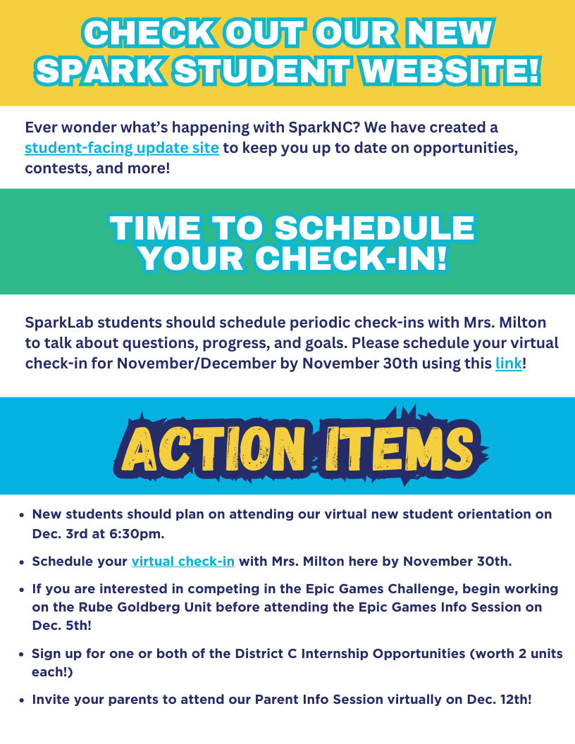 SparkLabCCS's tweet photo. Epic Games Contest, Internship Sign-Ups, and Time to Check In! https://t.co/pASpfHOTh1