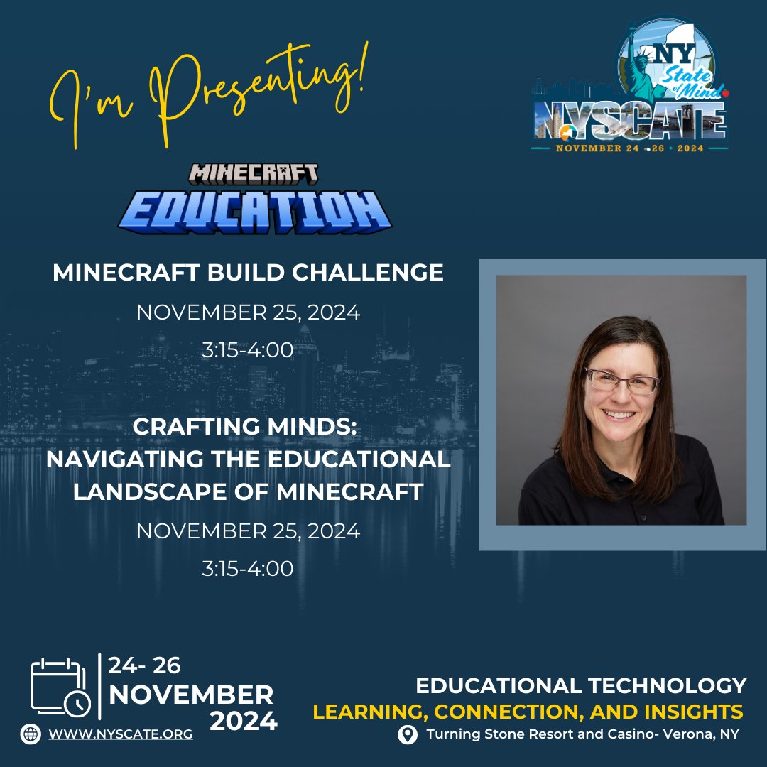 Jackie Kavanagh π (@edutechie15) on Twitter photo See you at <a href="/NYSCATE/">NYSCATE π‘π»</a> Conference next week! I'm excited to be presenting with <a href="/AaronSweetNYR/">Aaron Sweet</a> & <a href="/William_Bean/">William Bean</a>.
#MinecraftEDU is such an amazing engagement tool for the classroom. Come join us for some fun!
<a href="/PlayCraftLearn/">Minecraft Education</a> #MIEExpert See you at <a href="/NYSCATE/">NYSCATE π‘π»</a> Conference next week! I'm excited to be presenting with <a href="/AaronSweetNYR/">Aaron Sweet</a> & <a href="/William_Bean/">William Bean</a>.
#MinecraftEDU is such an amazing engagement tool for the classroom. Come join us for some fun!
<a href="/PlayCraftLearn/">Minecraft Education</a> #MIEExpert