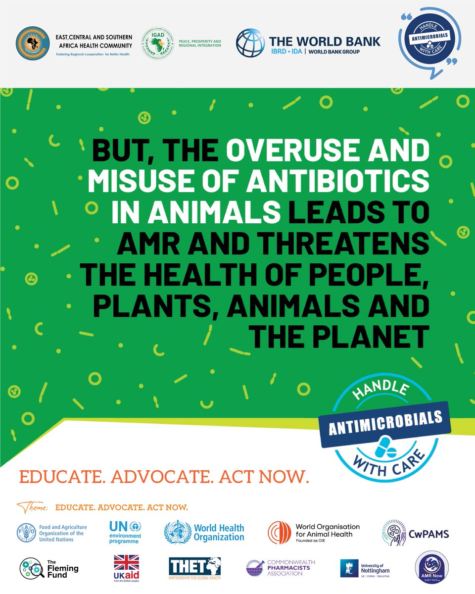 📣 Keeping animals🐖 healthy is an important measure to reduce the need for antimicrobial💉 treatment in the first place.

✅ Let's handle antimicrobials with care.

#AMRNow
#WAAW2024
#HandleWithCare
#EducateAdvocateActNow