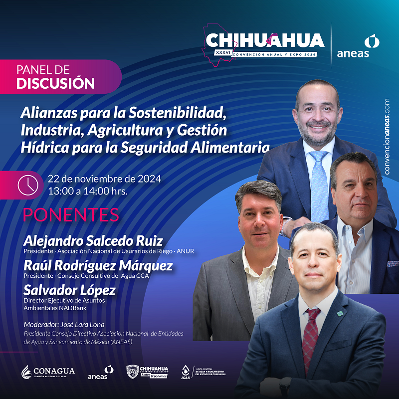 ConsejoAguaMX's tweet photo. Ya comenzó #ExpoANEAS 
El Presidente del #CCA Raúl Rodríguez @raroma47
participa en el Panel  "Alianzas para la Sustentabilidad, Industria, Agricultura y Gestión Hídrica para la Seguridad Alimentaria"

🗓️Noviembre 22
⏰13:00h
 @anur_mx @NADB_BDAN @joselaralona1 @ANEASdeMexico https://t.co/x3T7NzWeSI