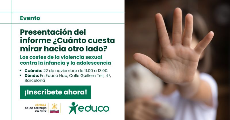📢Aún puedes apuntarte a la presentación del informe "¿Cuánto cuesta mirar hacia otro lado?".

Hablaremos de soluciones con actores clave que trabajan creando espacios seguros y protectores para la infancia.

👉Inscríbete: eventbrite.es/e/los-costes-d…

#EducarProtege cc @ucomillas